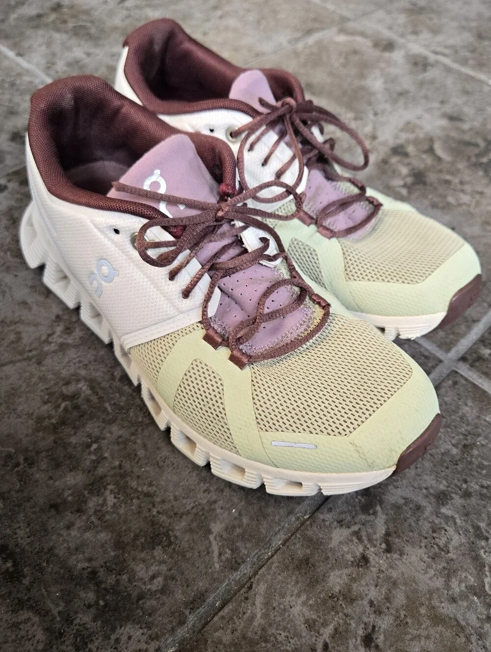 On Cloud 5 Running Shoes Sneakers Ice Haze White Green Plum Size 7.5 - Picture 11 of 14